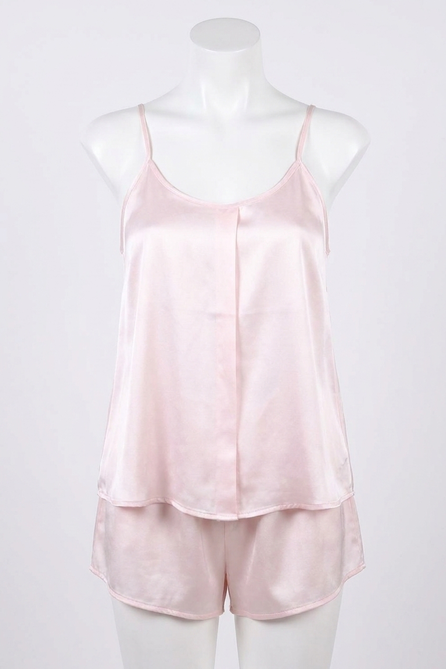 NEW PJ HARLOW babe satin cami with pleated front and adjustable straps in blush